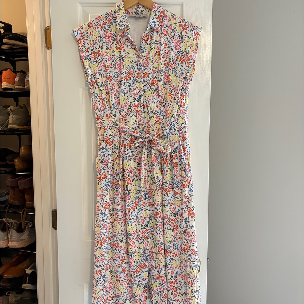 LOFT Multicolor Floral Midi Dress